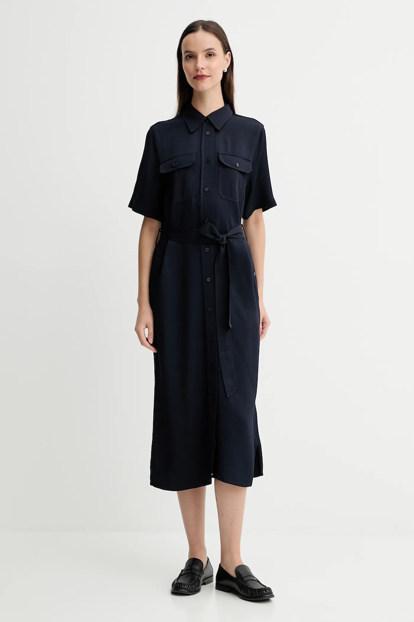 Gant rochie culoarea bleumarin, midi, drept, 4503438