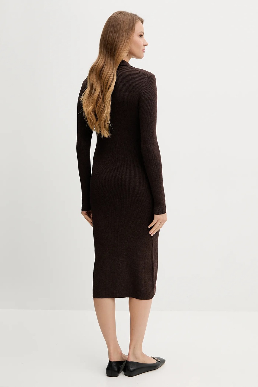 Сукня з додаванням вовни MC2 Saint Barth колір коричневий midi облягаюча OCT0001