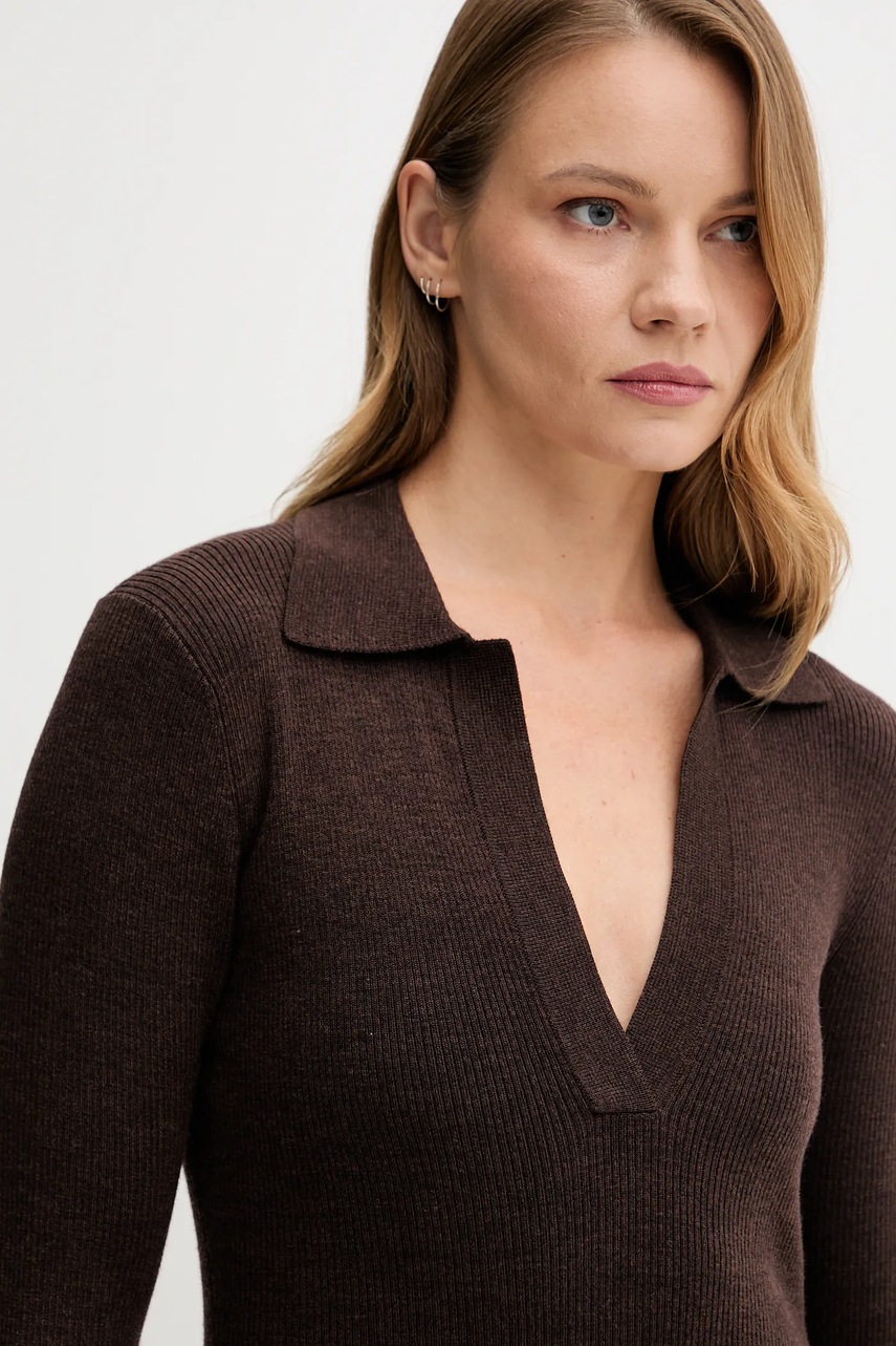 Сукня з додаванням вовни MC2 Saint Barth колір коричневий midi облягаюча OCT0001