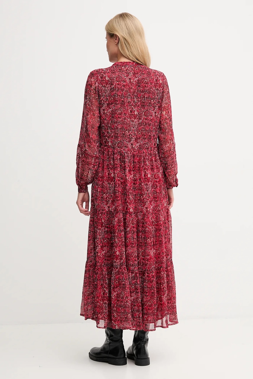 Сукня Pepe Jeans колір бордовий maxi розкльошена PL9537703