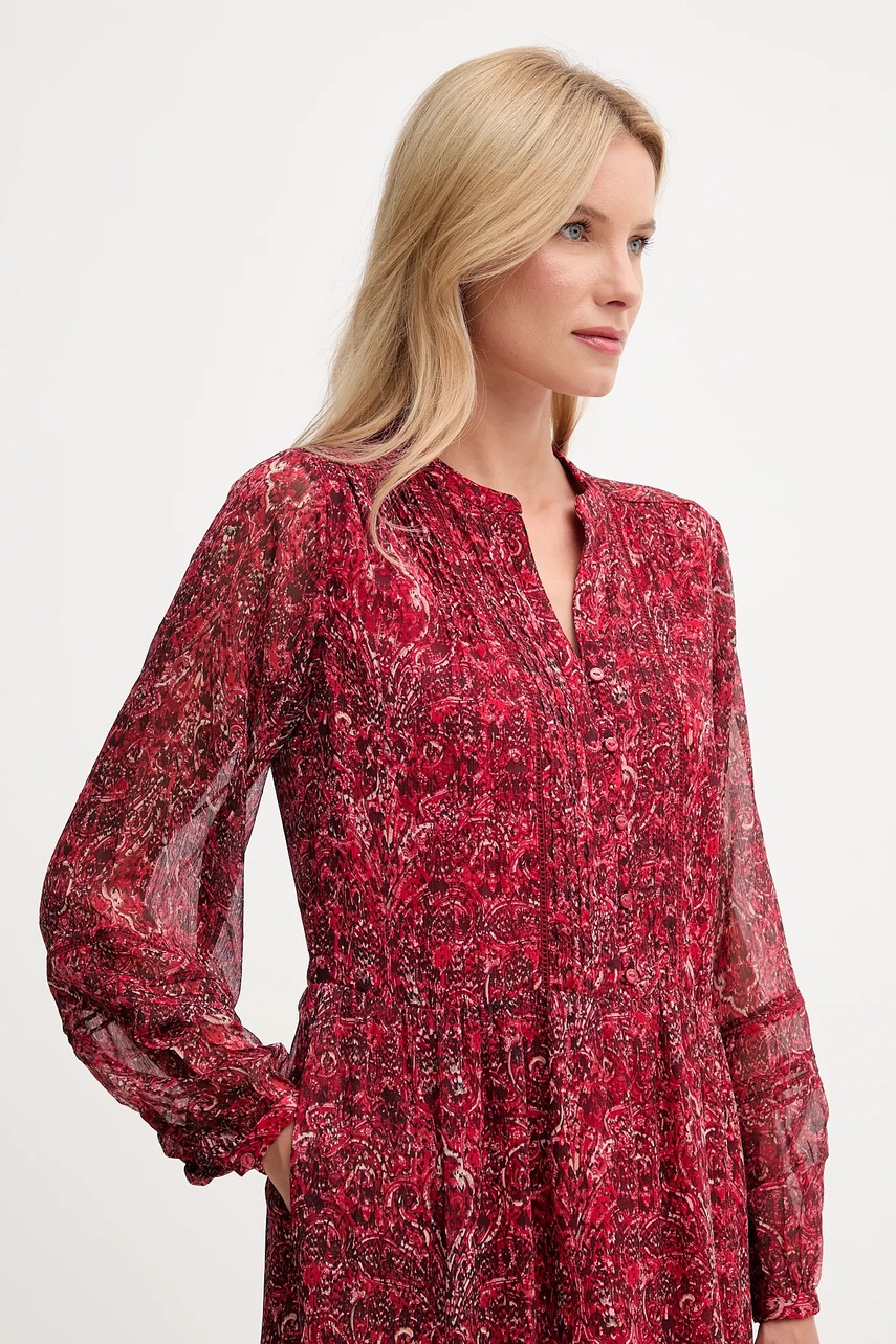 Сукня Pepe Jeans колір бордовий maxi розкльошена PL9537703