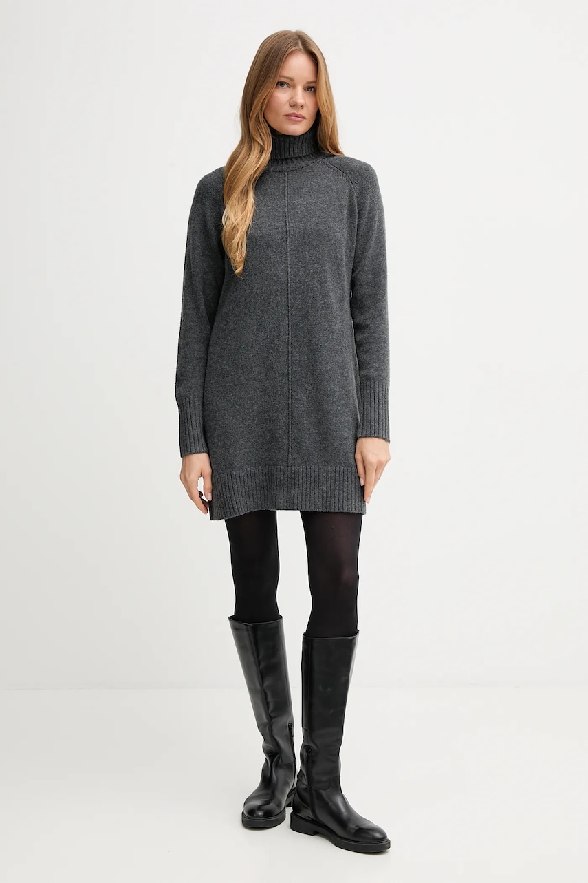 Платье с добавлением шерсти Pepe Jeans цвет серый mini oversize PL9537714 Платье с добавлением шерсти Pepe Jeans цвет серый mini oversize PL9537714