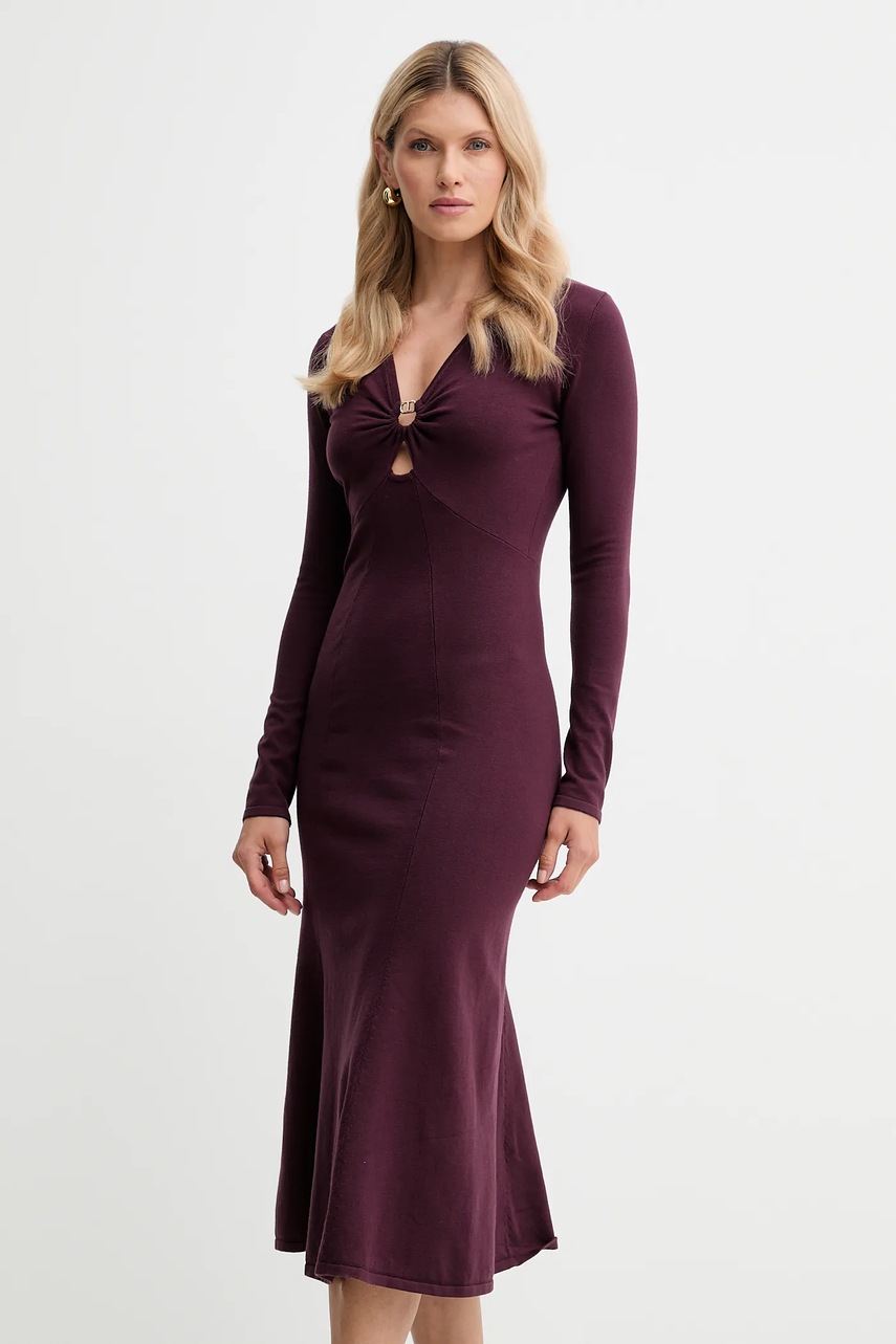 Платье Twinset цвет бордовый midi расклешённое 252TP3140