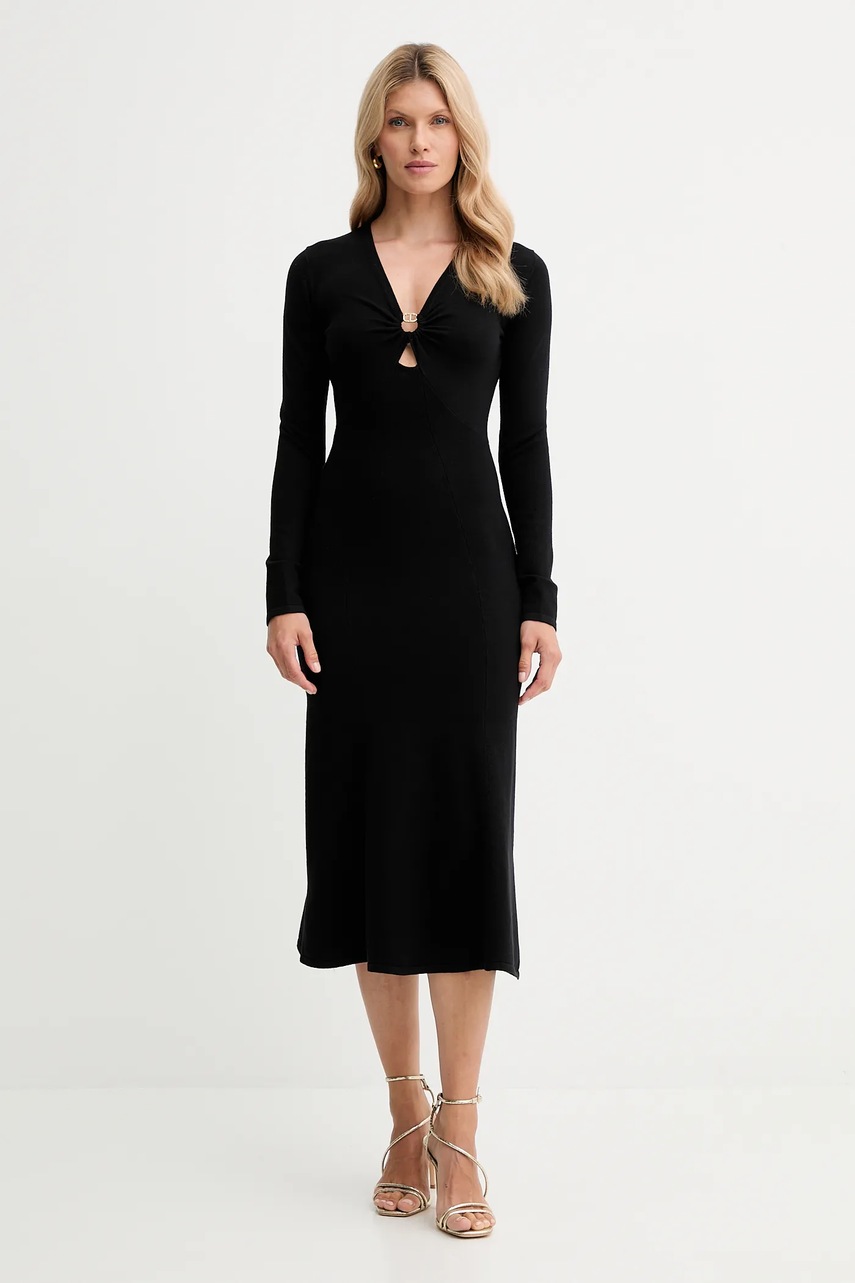 Levně Šaty Twinset černá barva, midi, 252TP3140