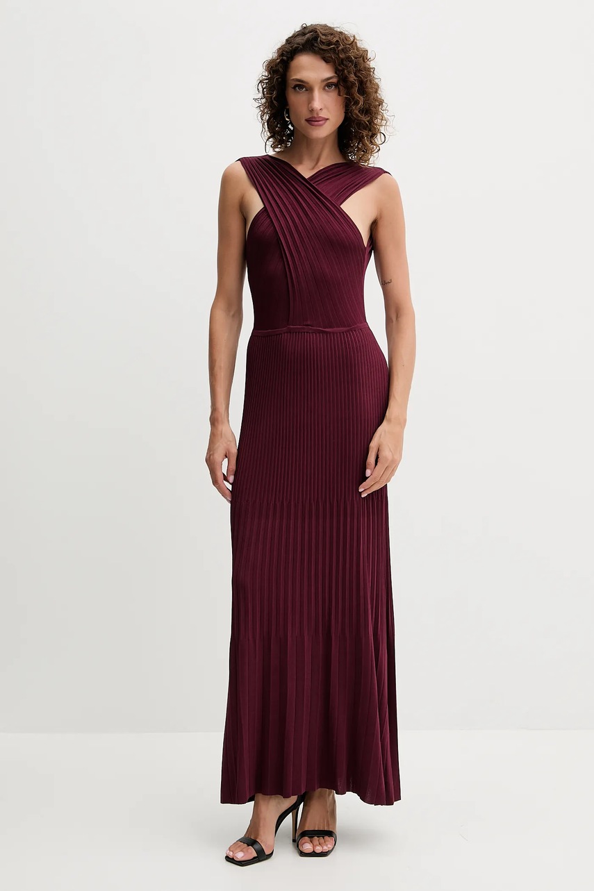 Levně Šaty Twinset vínová barva, maxi, 252TP3160