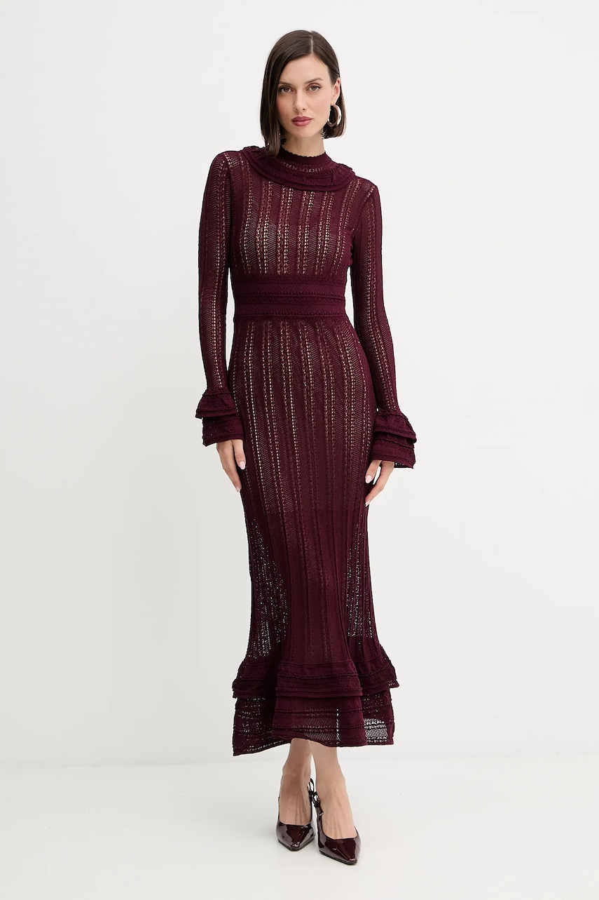 Levně Šaty Twinset vínová barva, maxi, 252TP3182