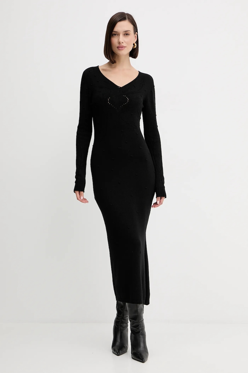 Levně Vlněné šaty Twinset černá barva, maxi, 252TP3330