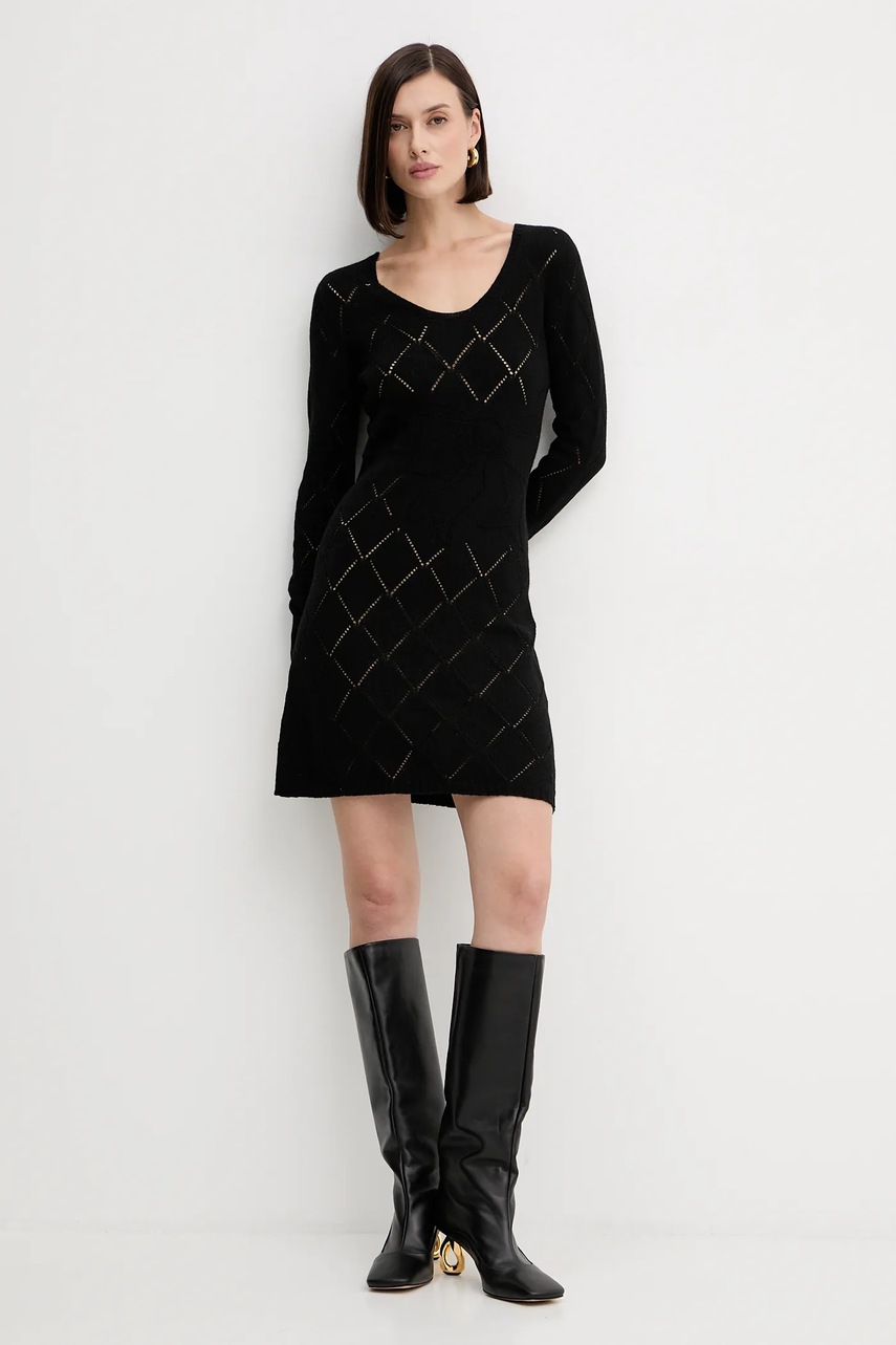 Платье с шерстью Twinset цвет чёрный mini прямое 252TP3471