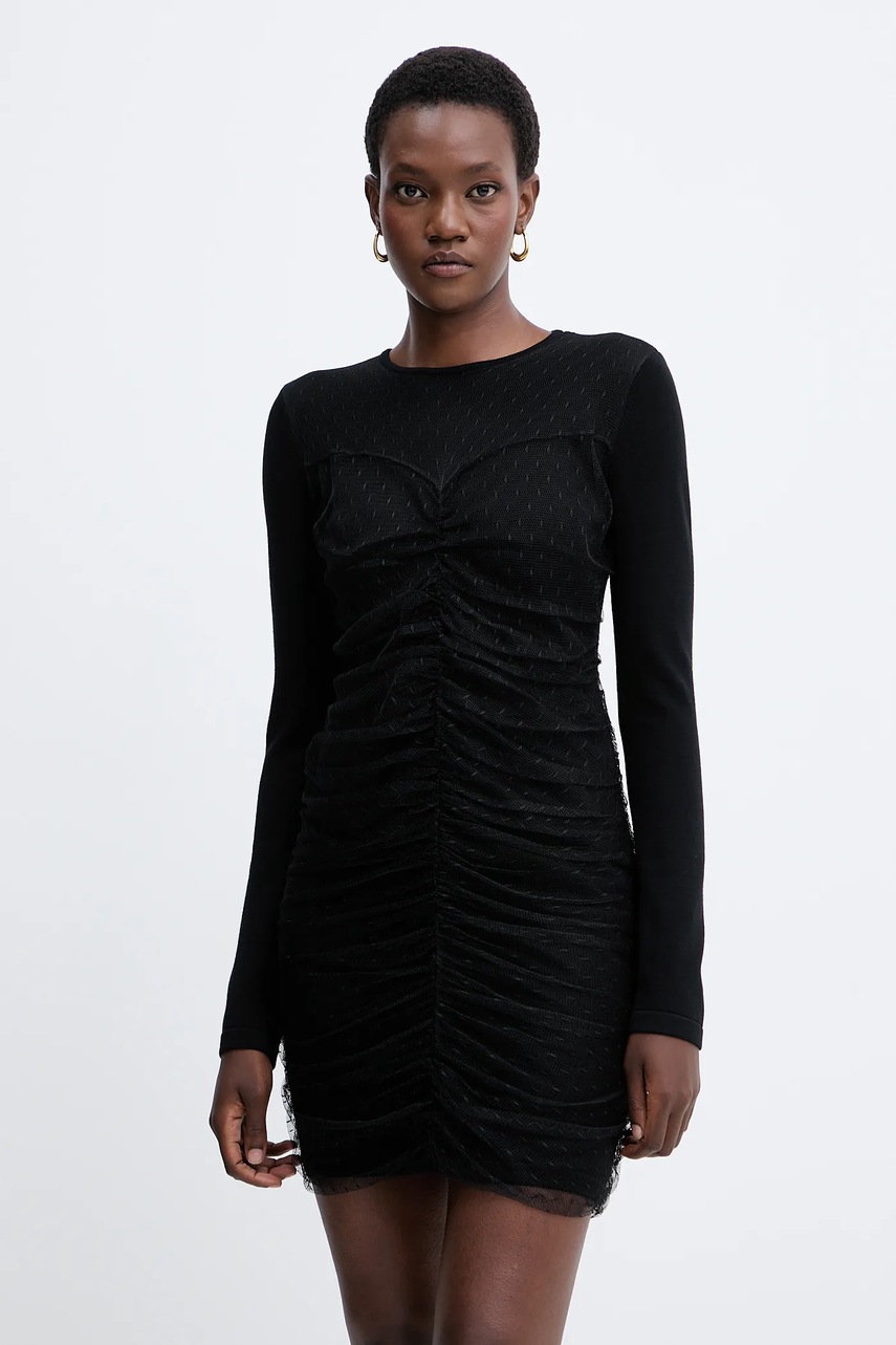 Levně Šaty Twinset černá barva, mini, přiléhavé, 252TT3261