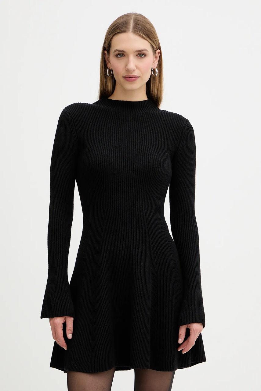 Сукня з додаванням вовни Twinset колір чорний mini розкльошена 252TT3140