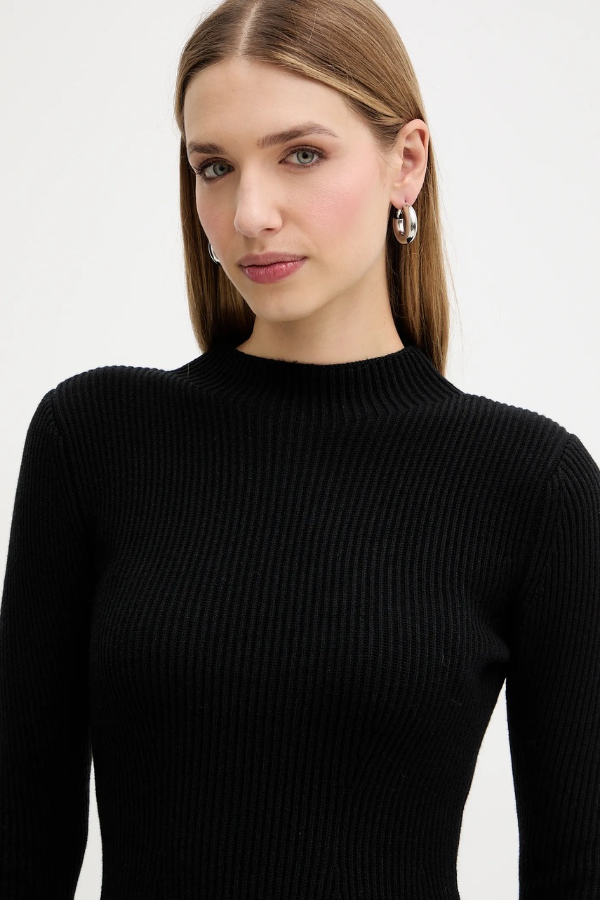 Сукня з додаванням вовни Twinset колір чорний mini розкльошена 252TT3140