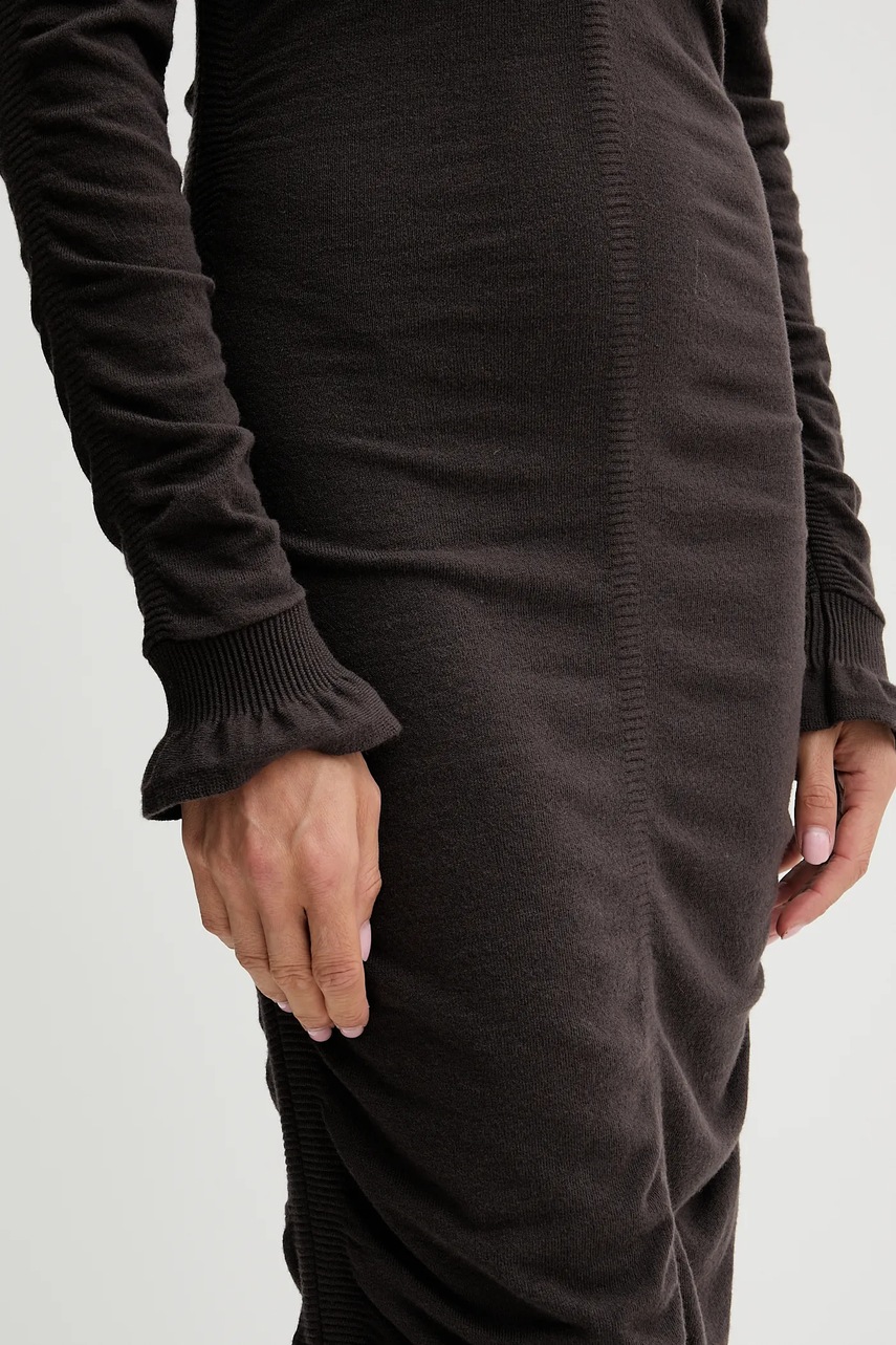 Сукня з додаванням вовни Twinset колір коричневий maxi облягаюча 252TT3152