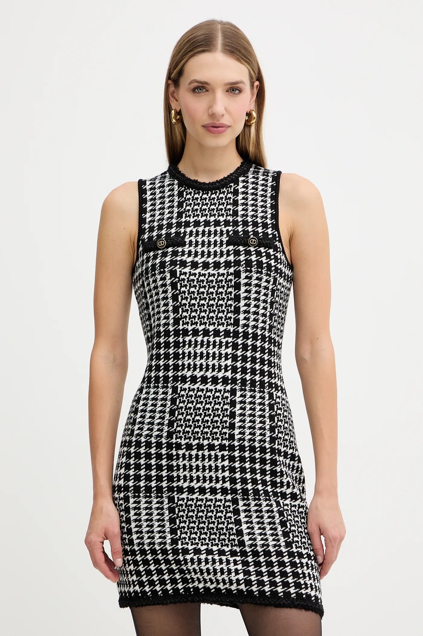 Сукня з додаванням вовни Twinset колір білий mini облягаюче 252TT3042