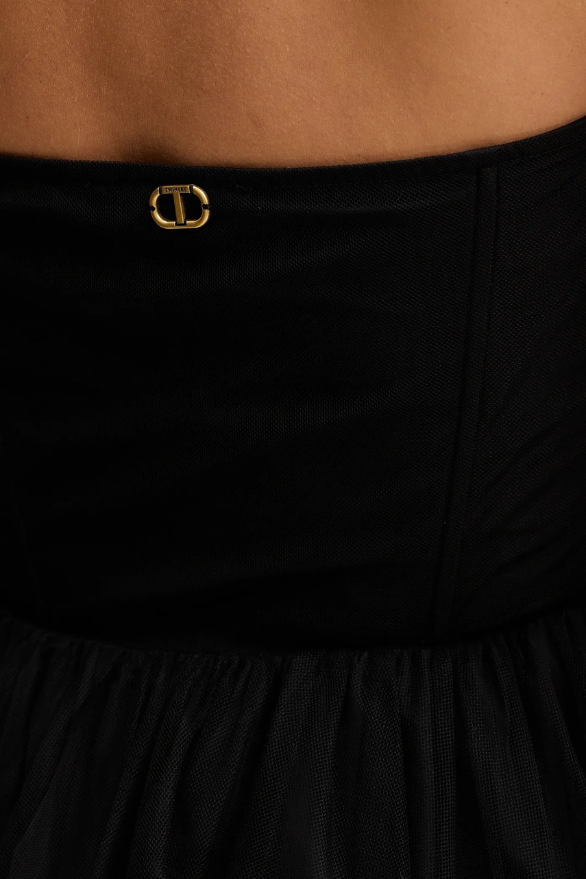 Сукня Twinset колір чорний mini розкльошена 252TT2283