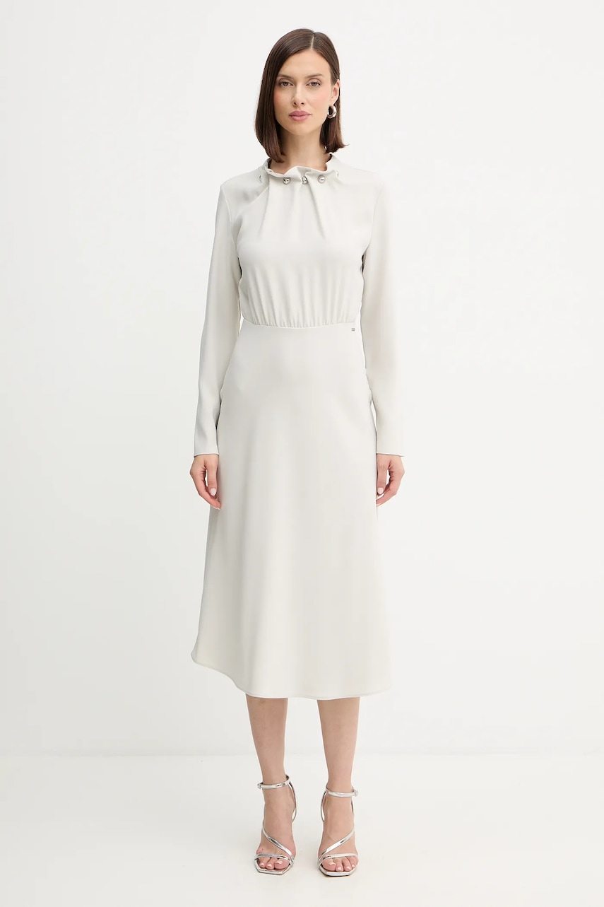 Armani Exchange rochie culoarea gri, midi, evazați, XW000735 AF16125