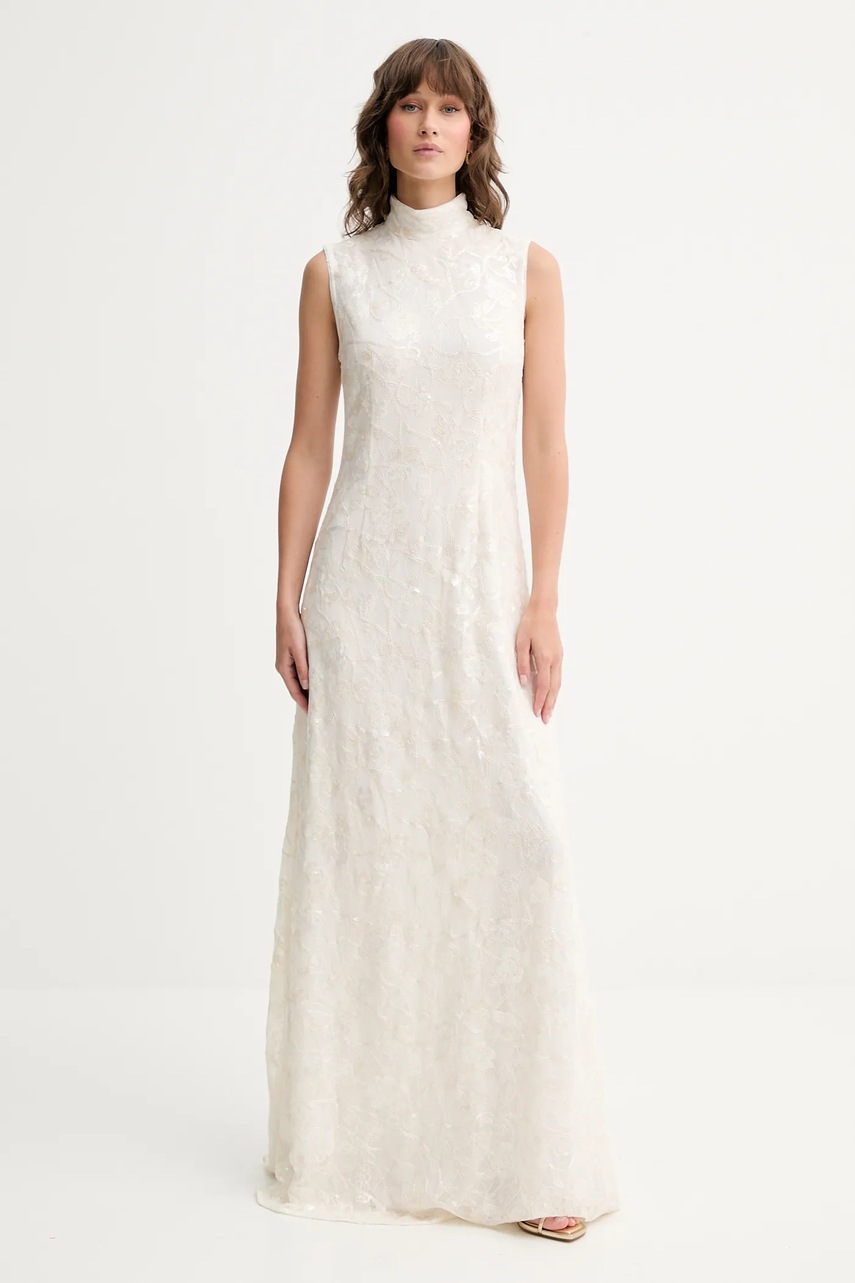 Rotate rochie de mireasă culoarea bej, maxi, evazați, 114196857
