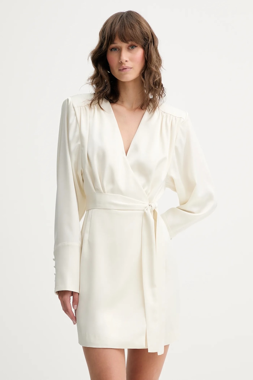 Rotate rochie culoarea bej, mini, evazați, 114222857