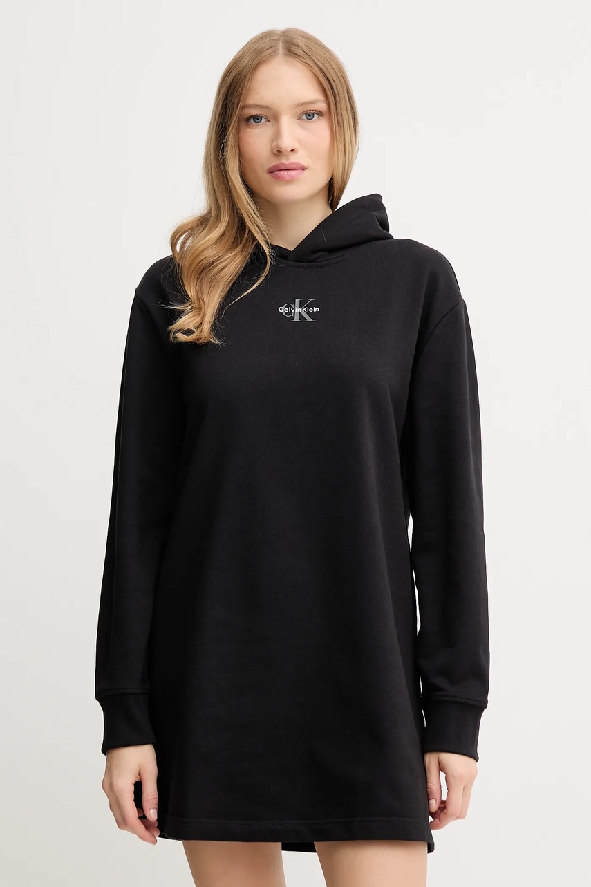 Levně Šaty Calvin Klein Jeans černá barva, mini, oversize, LV047D229G