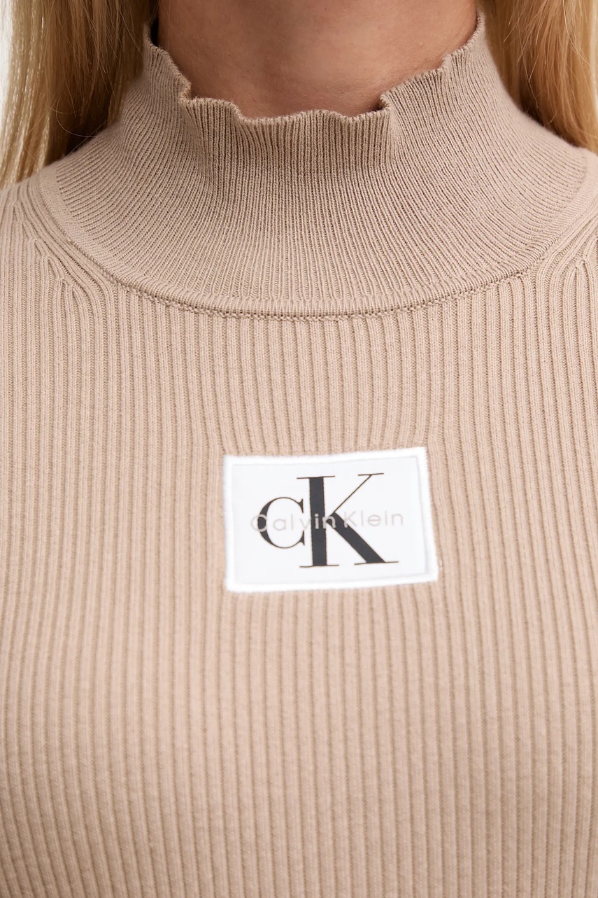 Сукня Calvin Klein Jeans колір бежевий mini облягаюча LV047D308G