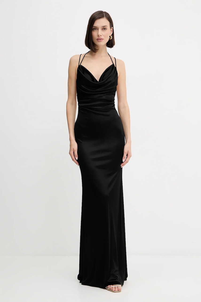 Elisabetta Franchi rochie culoarea negru, maxi, mulata, ABR0652E3