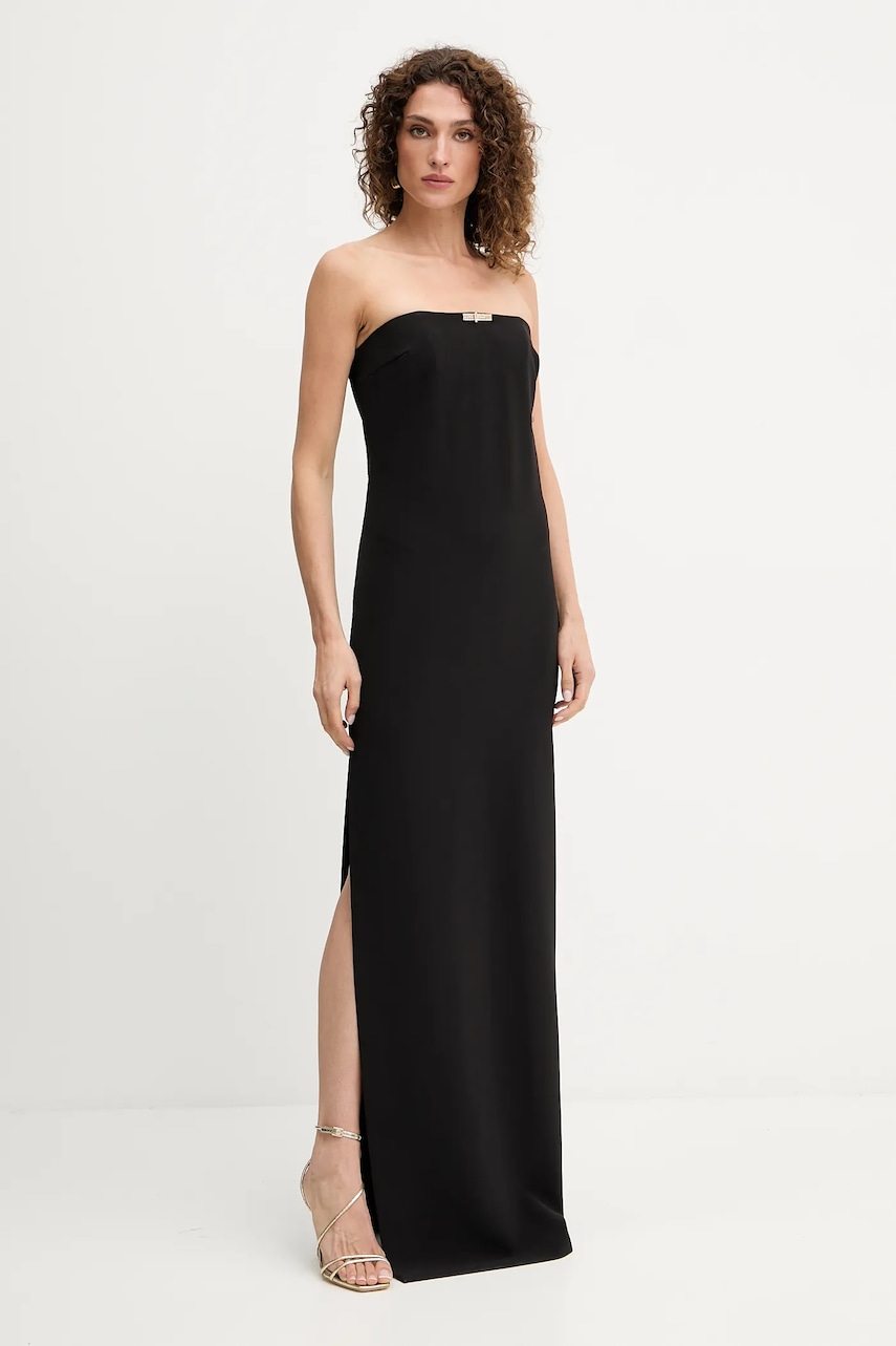 Elisabetta Franchi rochie culoarea negru, midi, mulată, AB84852E3