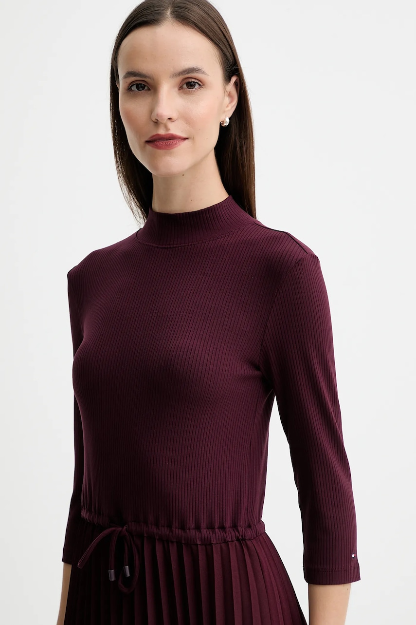 Сукня Tommy Hilfiger колір бордовий midi розкльошена WW0WW46138