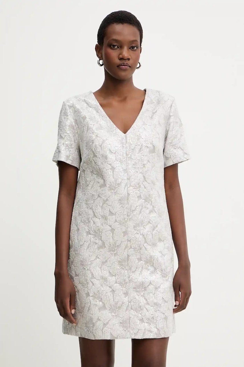 Luisa Spagnoli rochie culoarea argintiu, mini, drept, 542313