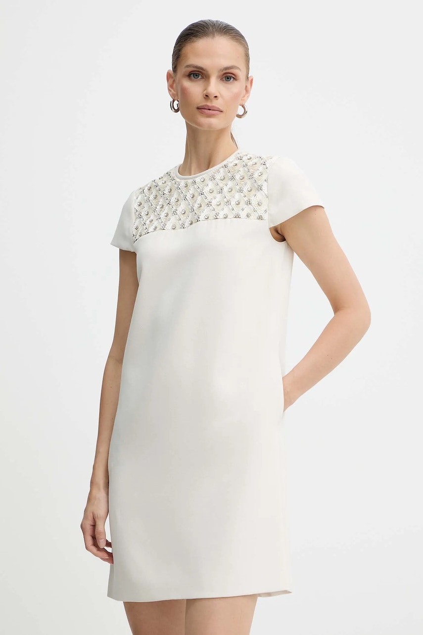 Luisa Spagnoli rochie culoarea bej, mini, drept, 542412