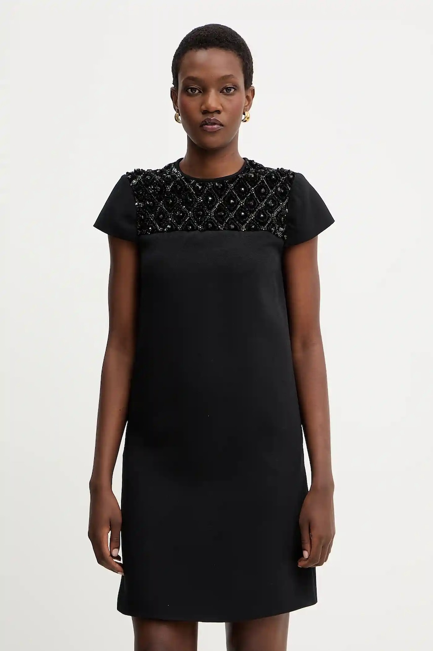 Luisa Spagnoli rochie culoarea negru, mini, drept, 542412