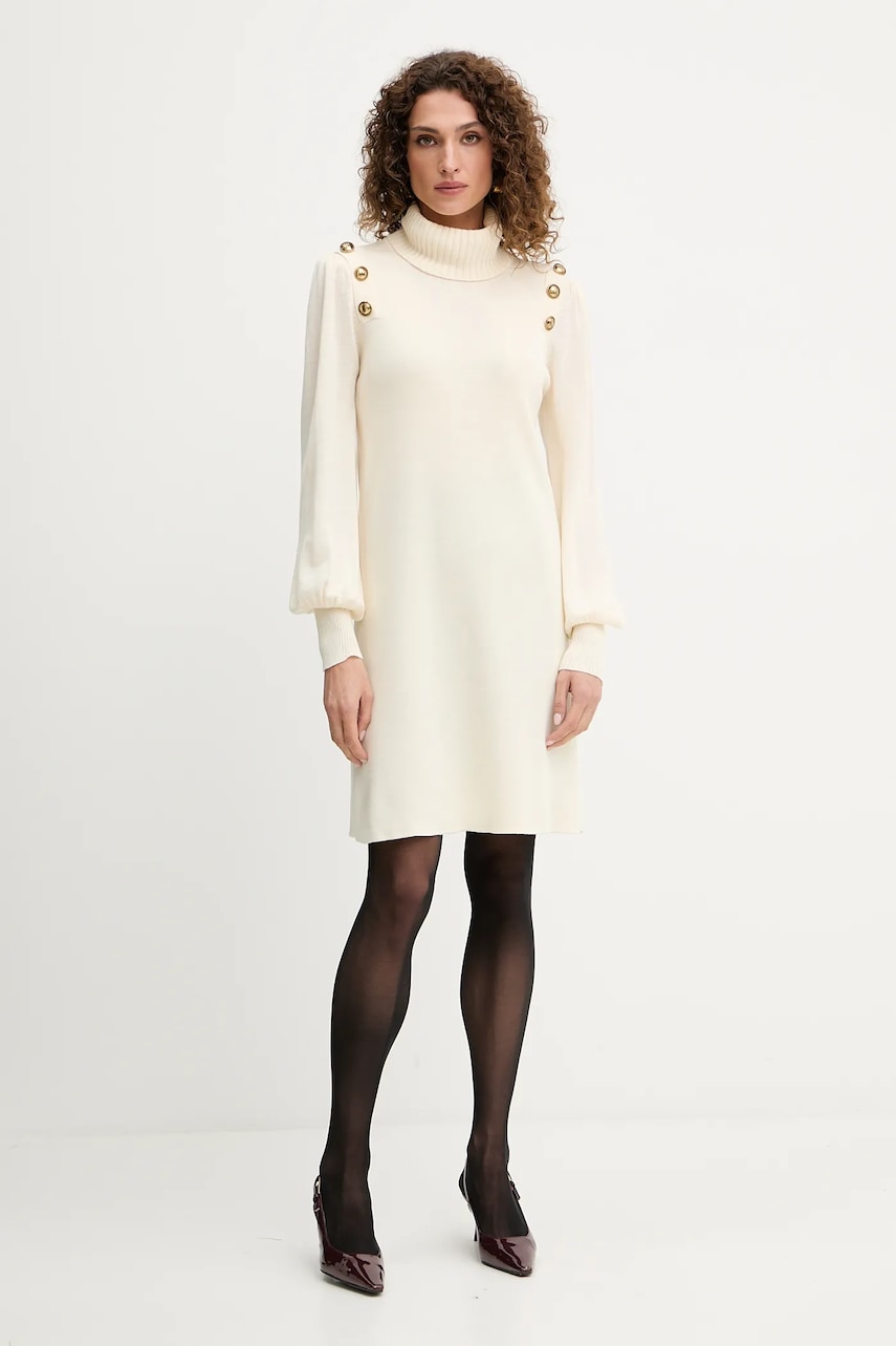 Luisa Spagnoli rochie din lână culoarea bej, mini, drept, 100056