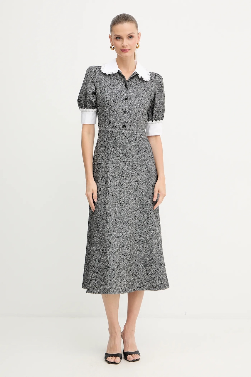 Luisa Spagnoli rochie cu lână culoarea gri, maxi, mulată, 542276