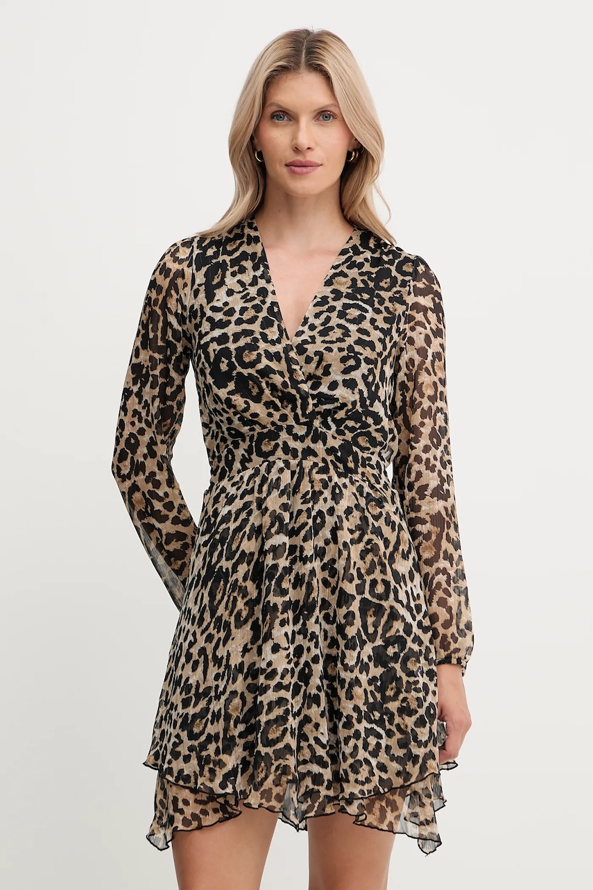 Morgan rochie culoarea maro, mini, evazati, RLION