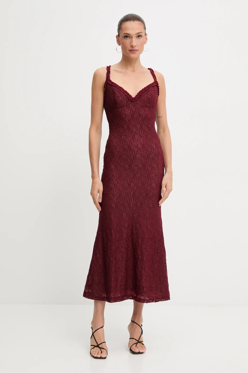 Bardot rochie culoarea negru, maxi, evazați, 59964DB