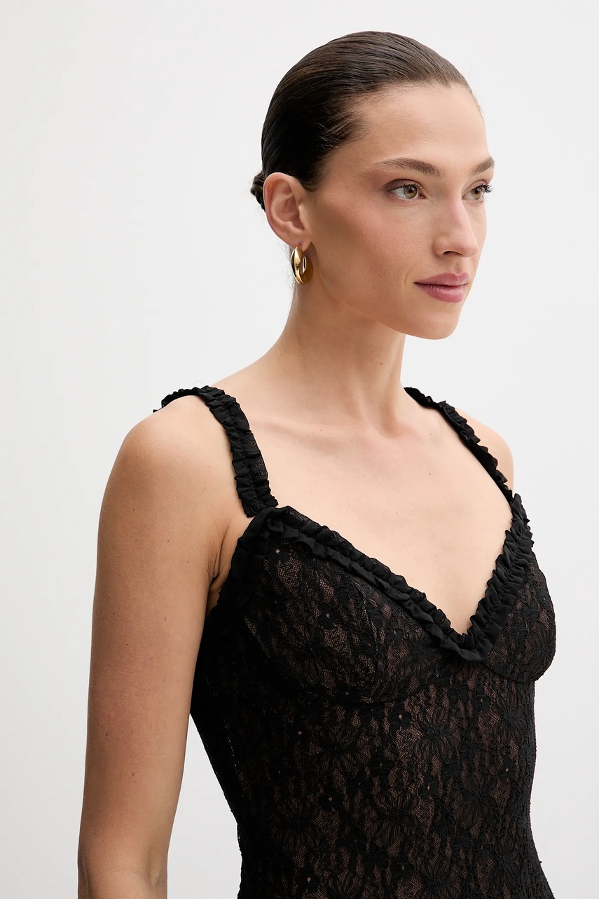 Сукня Bardot колір чорний maxi розкльошена 59964DB