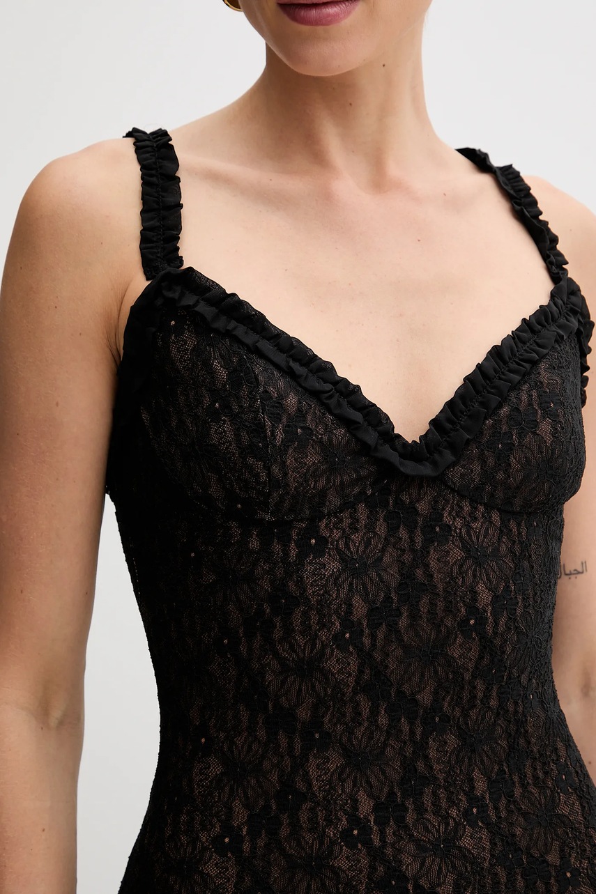 Сукня Bardot колір чорний maxi розкльошена 59964DB