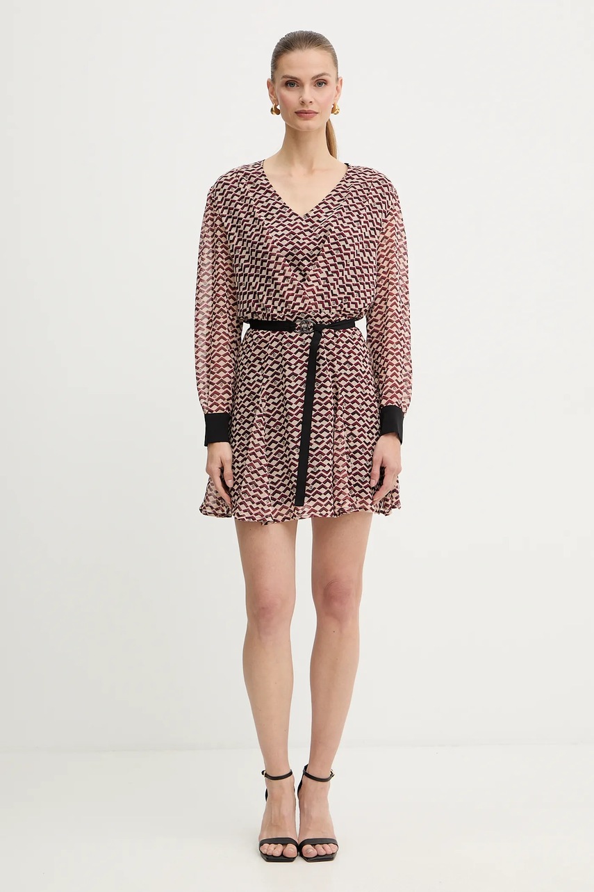 Levně Šaty Liu Jo vínová barva, mini, MF5064 TS116