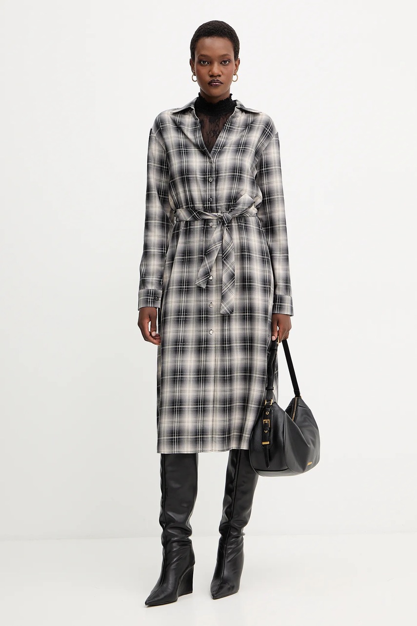 Платье Liu Jo цвет чёрный midi расклешённое MF5492 T107A