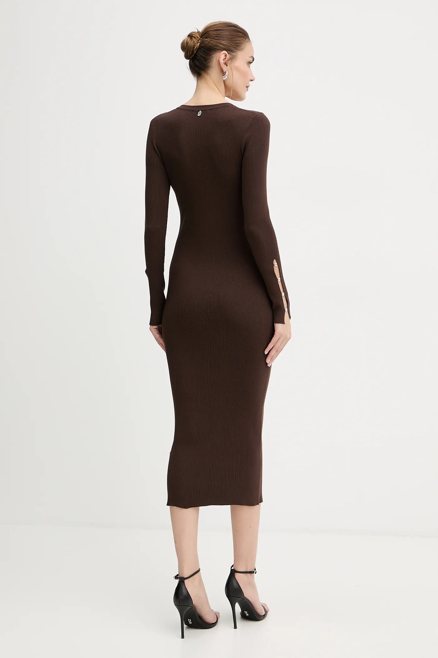 Сукня Liu Jo колір коричневий midi облягаюча MF5036 MS99E