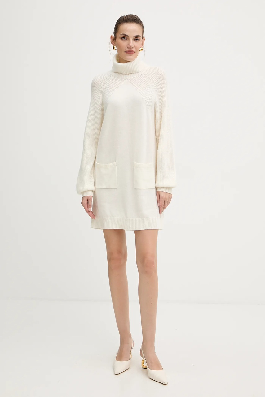 Вовняна сукня Liu Jo колір білий mini пряма MF5063 MS009