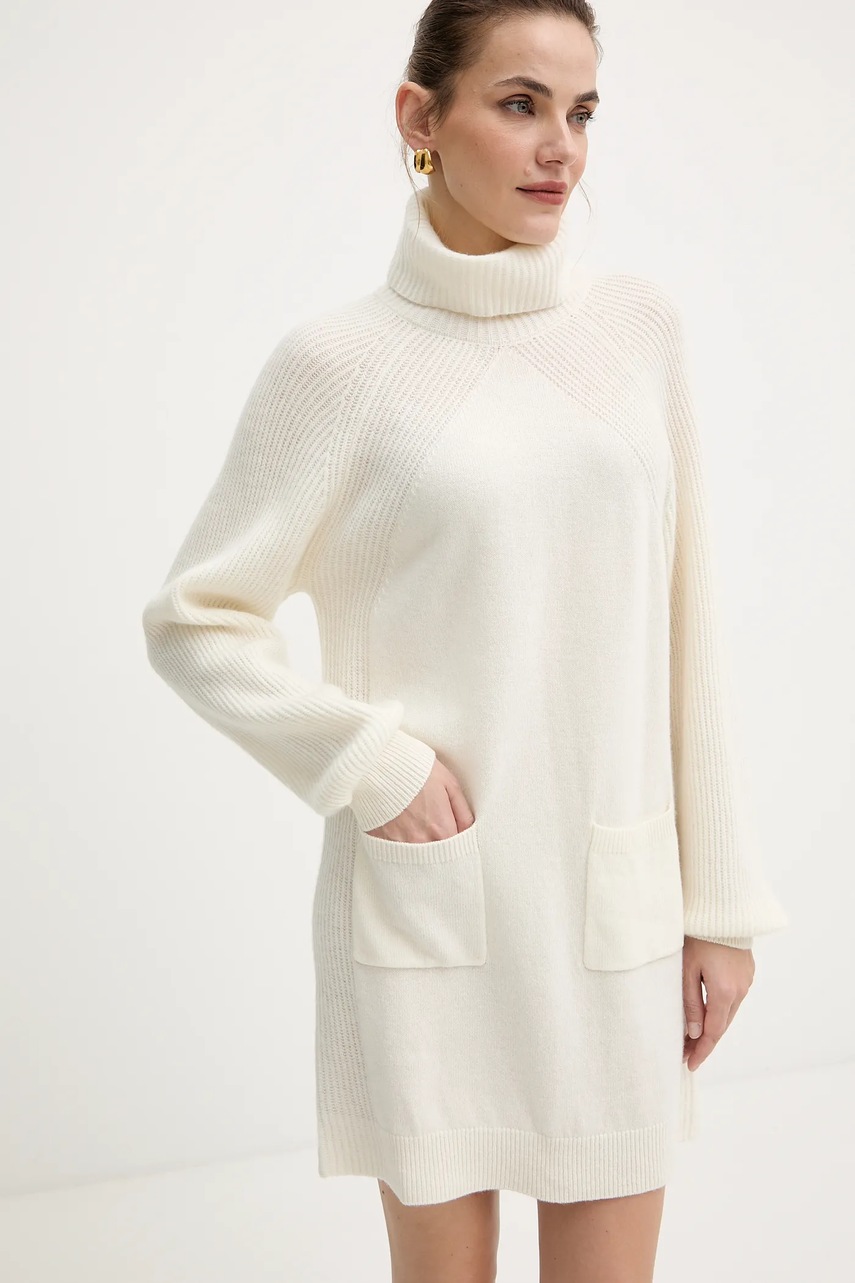 Вовняна сукня Liu Jo колір білий mini пряма MF5063 MS009