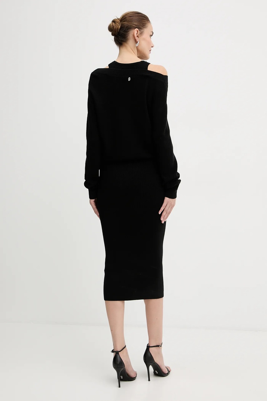 Сукня з додаванням вовни Liu Jo колір чорний maxi пряма MF5161 MA85Q