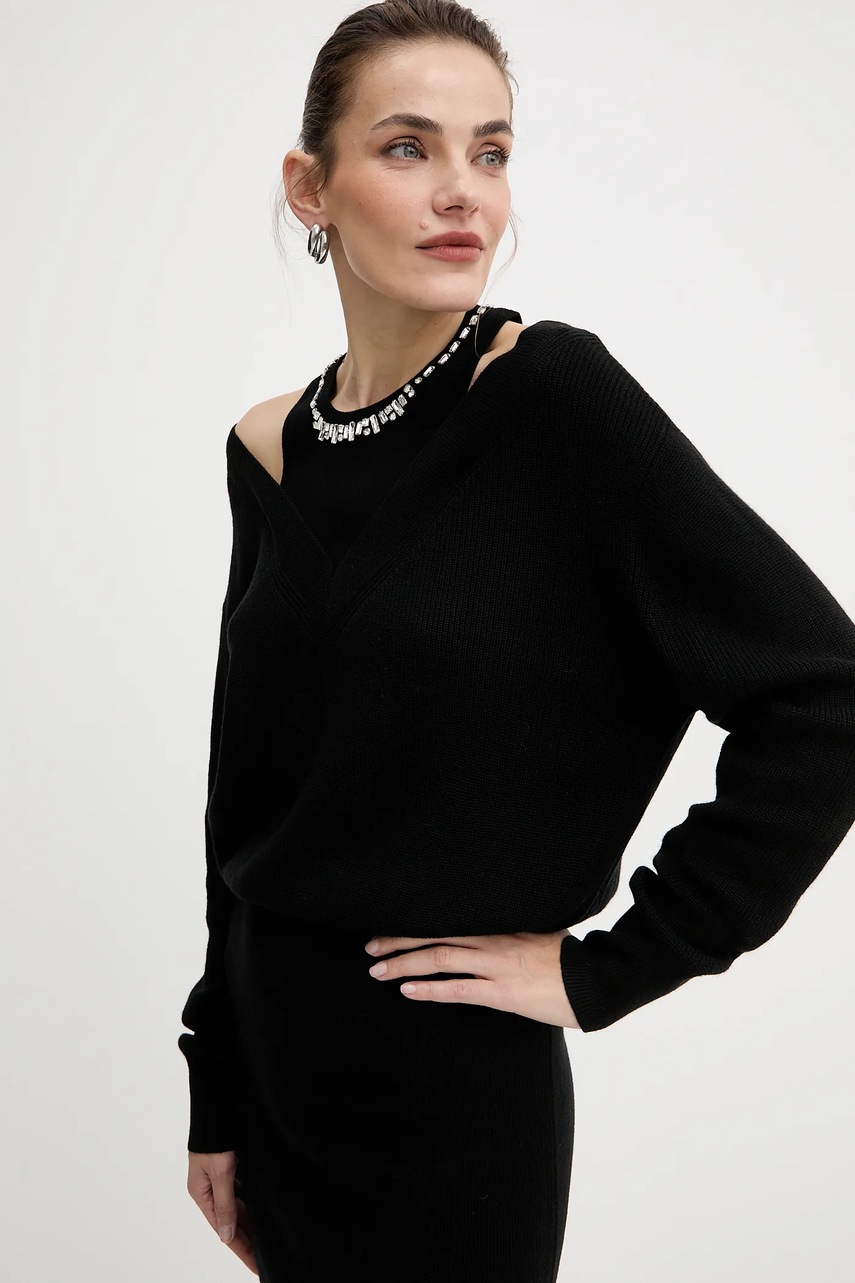 Сукня з додаванням вовни Liu Jo колір чорний maxi пряма MF5161 MA85Q