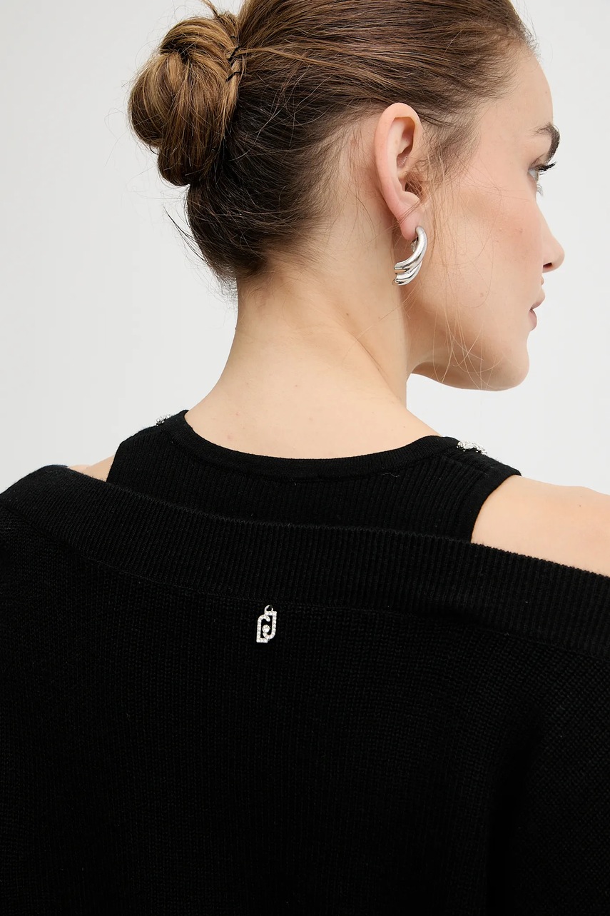 Сукня з додаванням вовни Liu Jo колір чорний maxi пряма MF5161 MA85Q