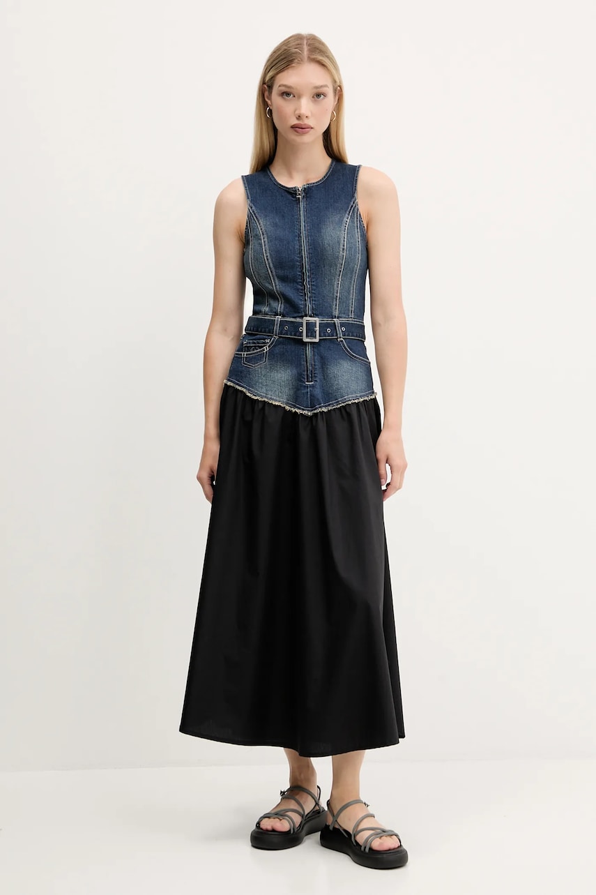 Сукня Desigual POPLIN колір синій midi розкльошена 25WWVD03