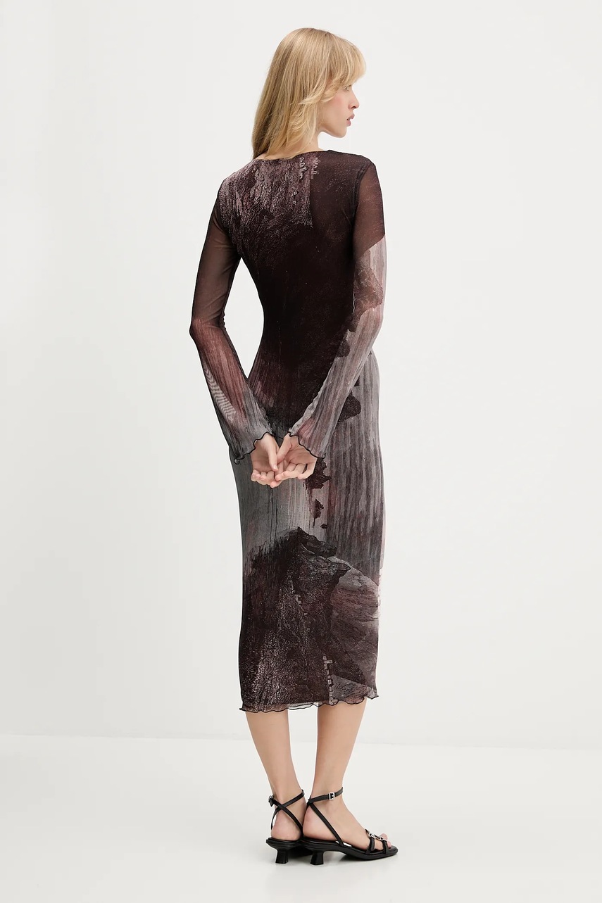Сукня Desigual ABYSS LACROIX колір коричневий midi облягаюча 25WWVK01