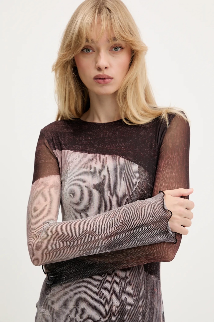 Сукня Desigual ABYSS LACROIX колір коричневий midi облягаюча 25WWVK01