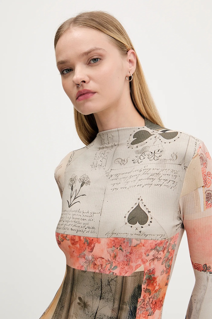 Сукня Desigual LYRA колір бежевий midi пряма 25WWVK30