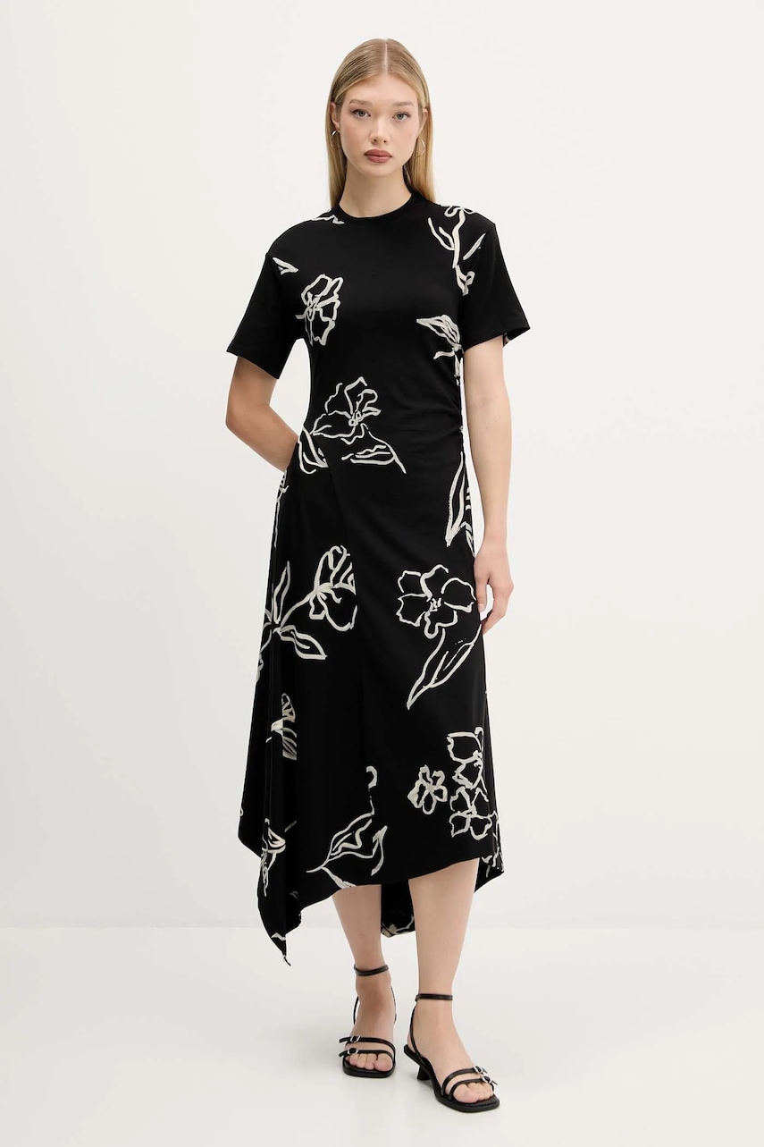 Desigual rochie CALMA culoarea negru, midi, evazati, 25WWVK44