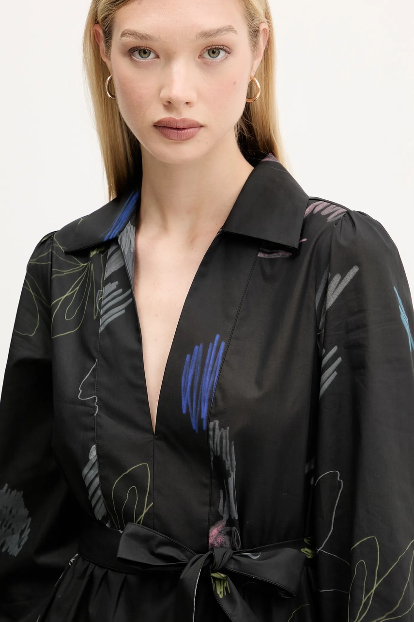 Бавовняна сукня Desigual PISOS колір чорний mini пряма 25WWVW06
