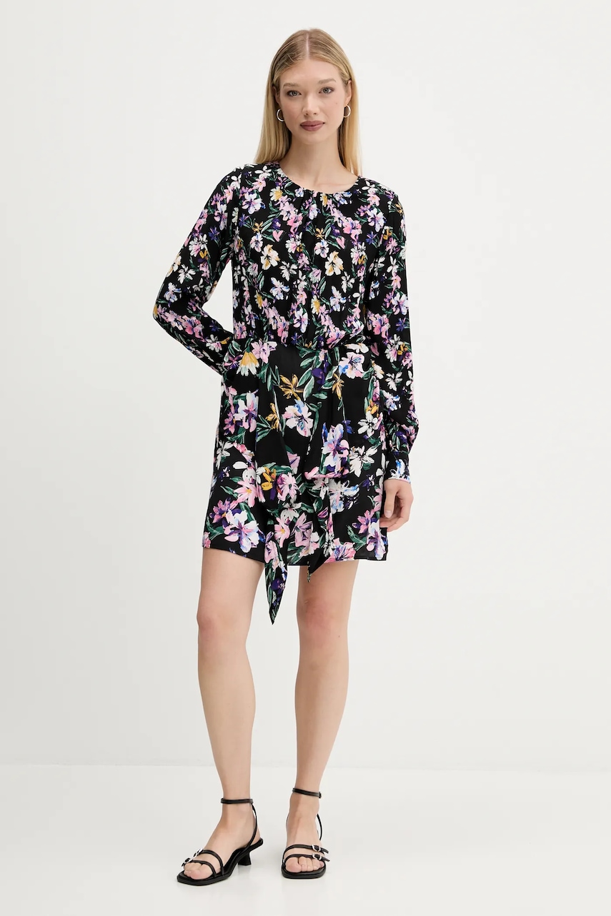 Desigual rochie FLOR ACRILICA culoarea negru, mini, evazați, 25WWVW09